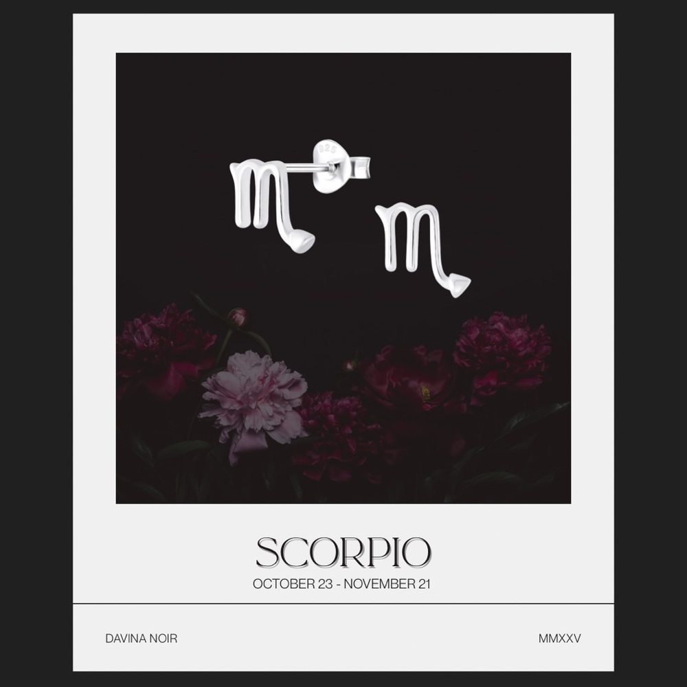 Scorpio Zodiac 925 Sterling Silver Tiny Earrings